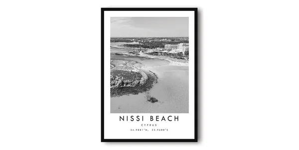 Nissi Beach Travel Poster, Minimalist Cyprus View