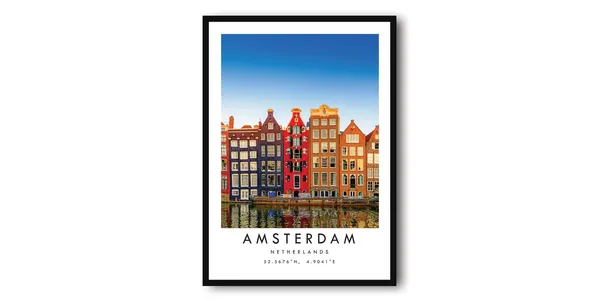 Amsterdam Canal Art Print, Netherlands Travel Poster