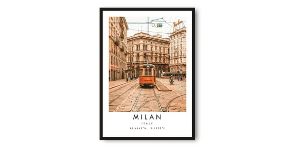 Milan Italy Minimalist Travel Poster, Wall Art