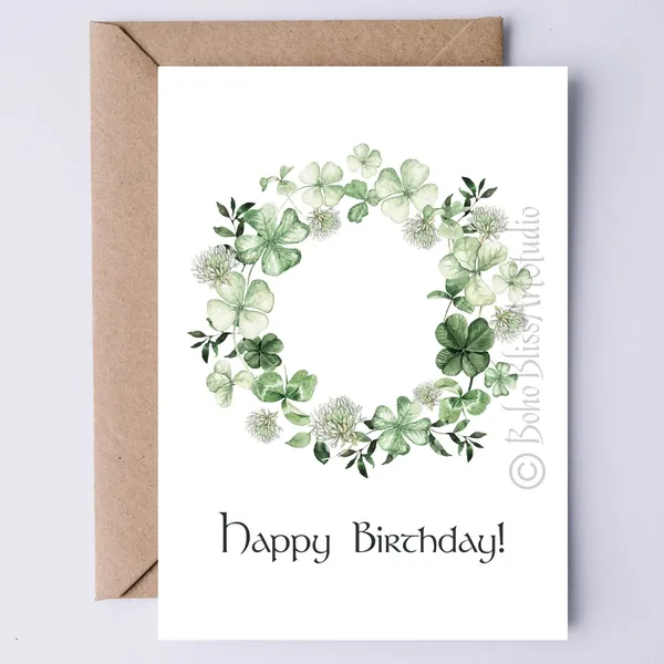 Irish Birthday Shamrock Wreath Art Print, Ireland