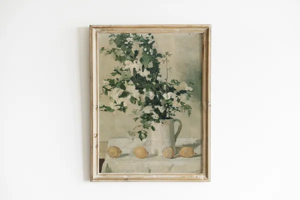 Vintage Farmhouse Kitchen Decor Still Life Oil Painting, Art Print