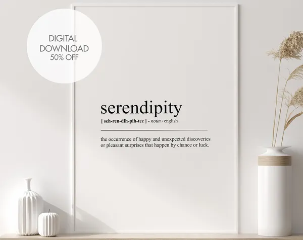 Serendipity Dictionary Print, Scandinavian Wall Art