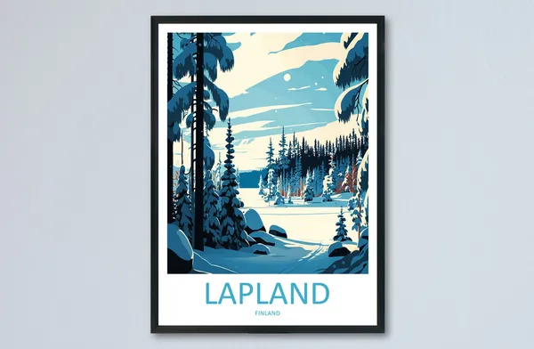 Lapland Travel Poster, Finland Home Decor