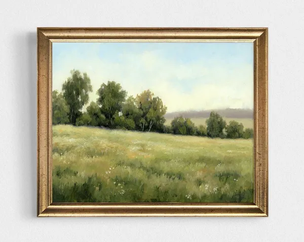 Minimalist Flower Meadow Landscape Art Print
