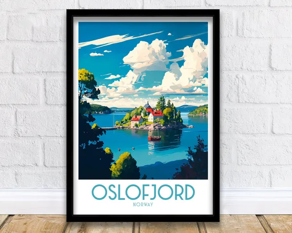 Oslofjord Norway Travel Poster, Home Living Decor