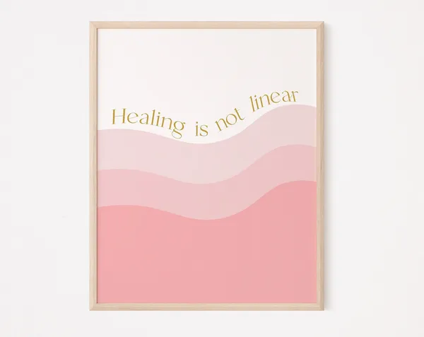 Healing Is Not Linear Art Print, Therapist Office Decor