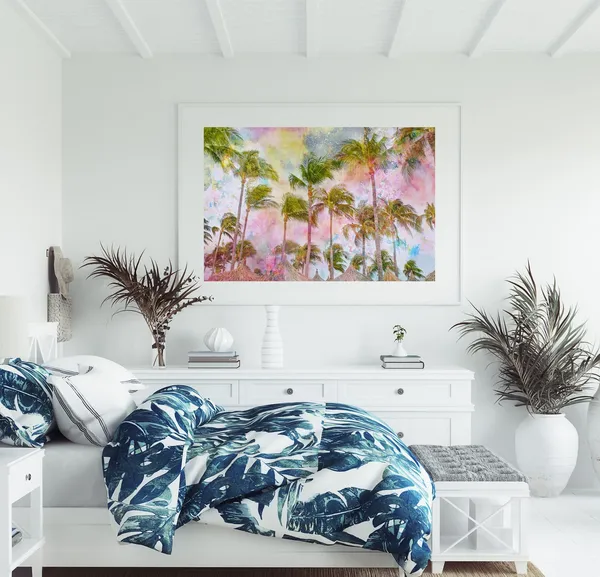 Aruba Palm Trees Beach Photography Travel Poster