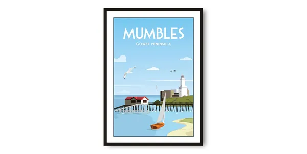 Mumbles Gower Peninsula Travel Poster