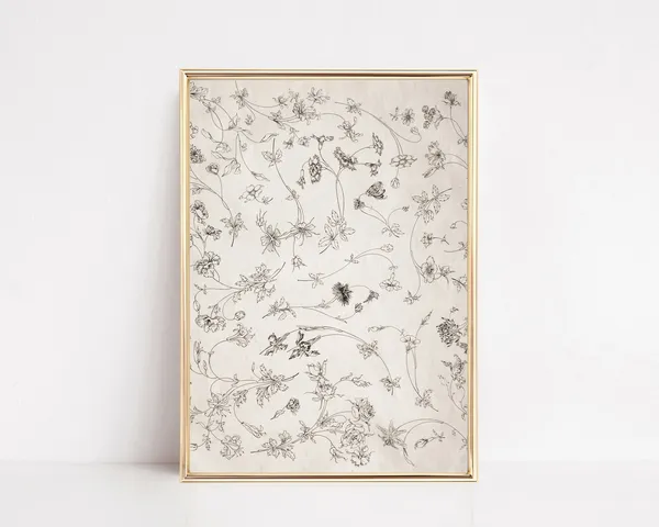Vintage Floral Botanical Art Print, Light Academia