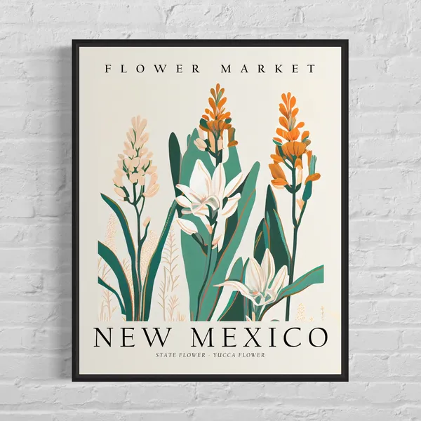 New Mexico State Flower Yucca Flower, 1960s Art Print