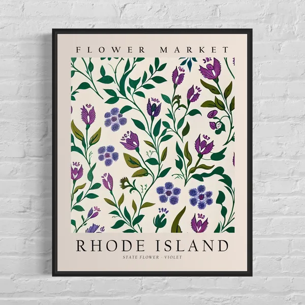 Rhode Island State Flower Violet Botanical Art Print