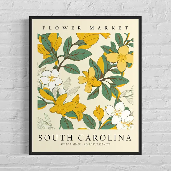 South Carolina Yellow Jessamine Botanical Art Print