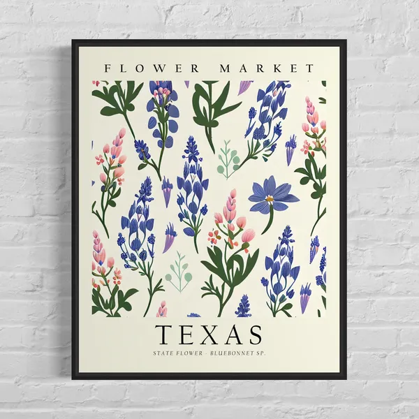 Texas State Flower Bluebonnet Botanical Art Print