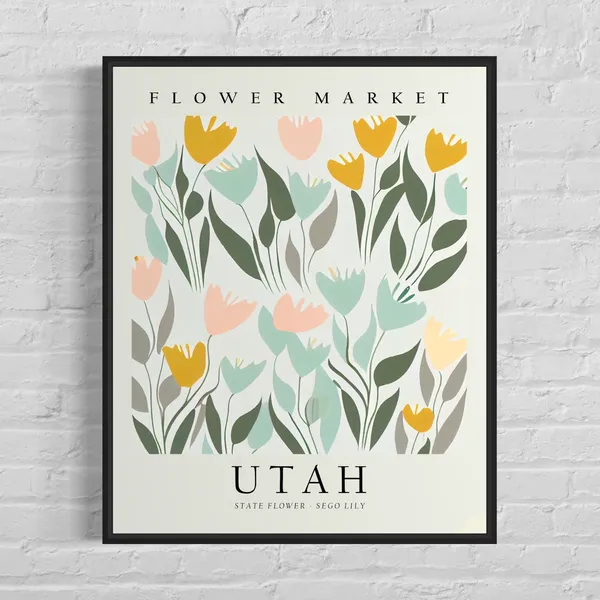 Utah State Flower Sego Lily, 1960s Botanical Art Print