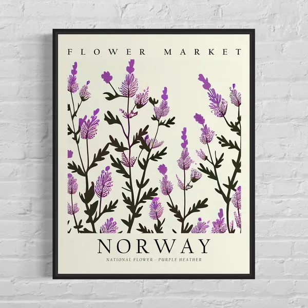 Norway National Flower Purple Heather Art Print