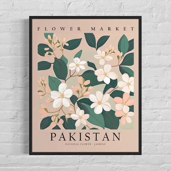 Pakistan National Flower Jasmine Botanical Art Print