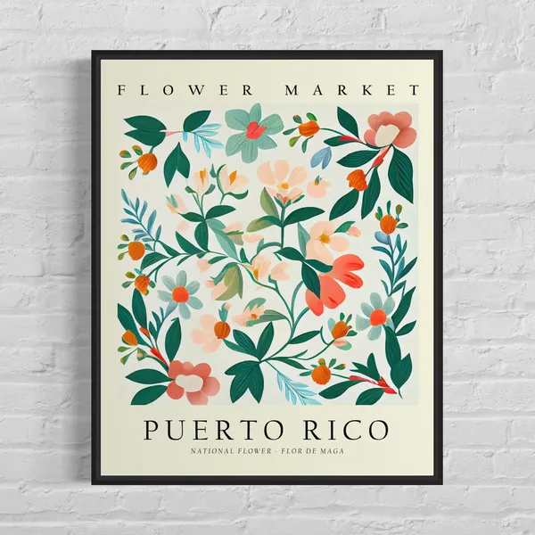 Puerto Rico Flor De Maga Botanical Art Print
