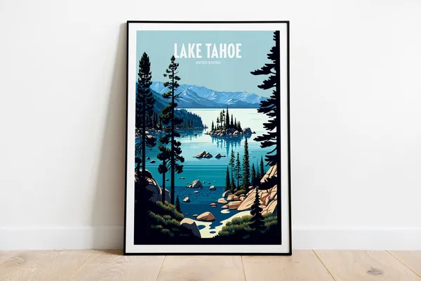 Lake Tahoe Travel Poster, Lake House Decor
