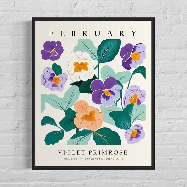 February Flower Market Violet Primrose Art Print