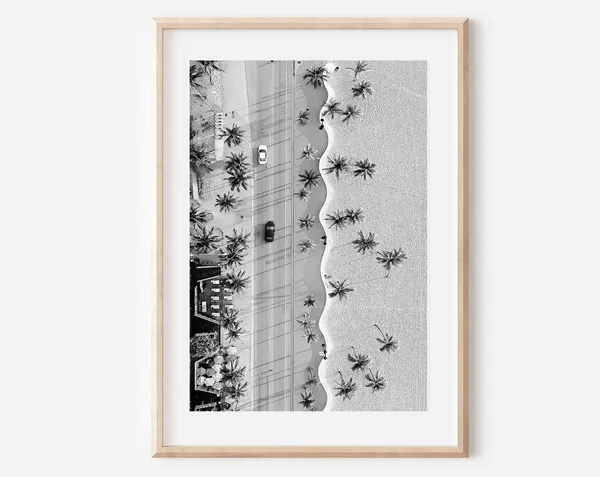 Miami Beach Wall Art Black And White Poster
