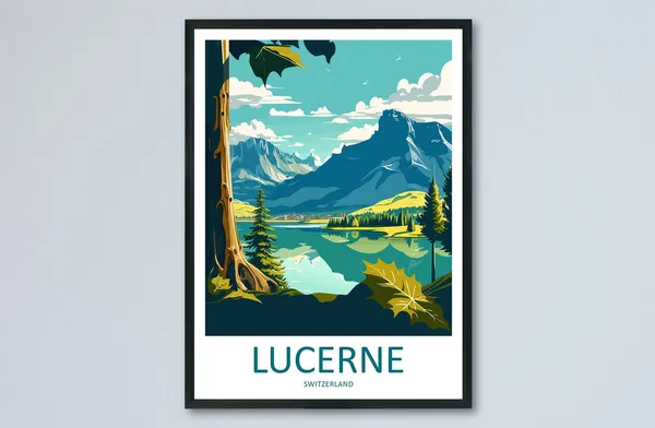 Lucerne Travel Poster, Switzerland Wall Art Print