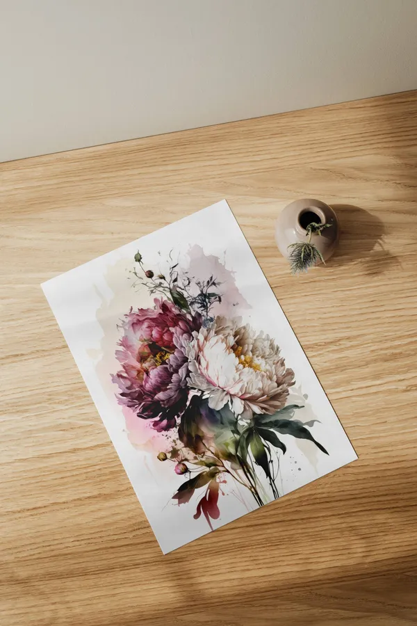 Romantic Flower Illustration Vintage Watercolor Art Print