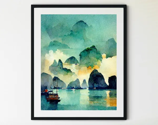 Vietnam Ha Long Bay Travel Poster, Vietnam Wall Decor
