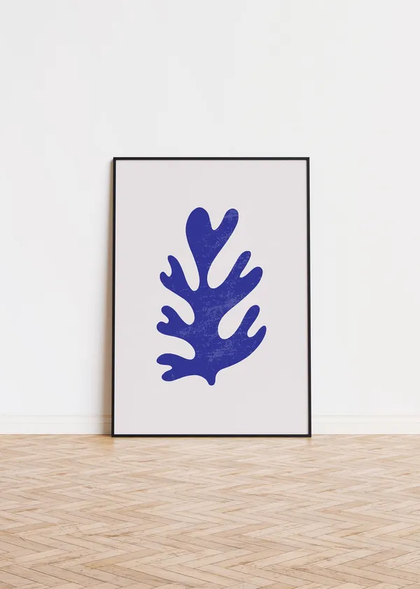 Blue Coral Poster Art Print, Ocean and Beach