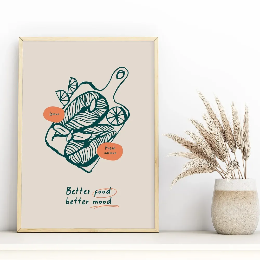 Salmon Vintage Food Poster, Modern Kitchen Art Print - Image 2