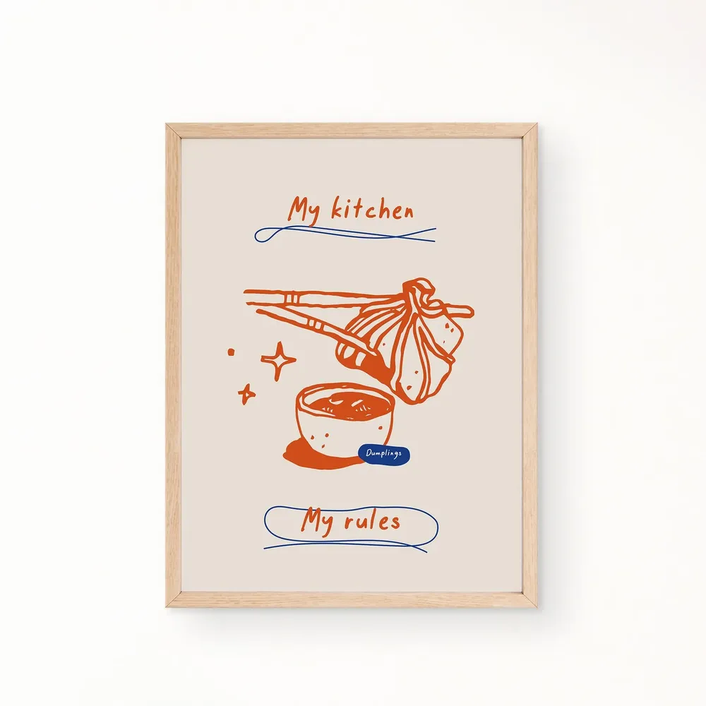 Dumpling Kitchen Poster, Modern Vintage Food Art - Image 2