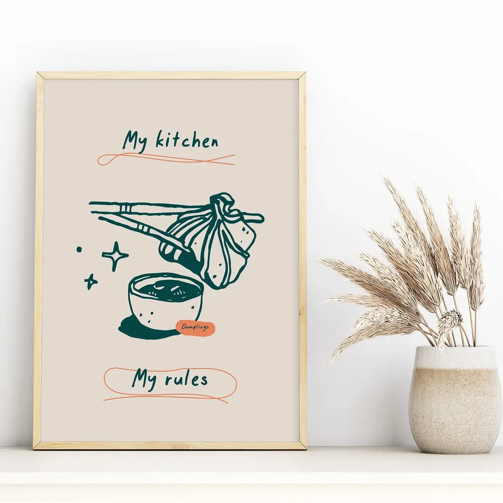 Dumpling Kitchen Poster, Modern Vintage Food Art - Image 3
