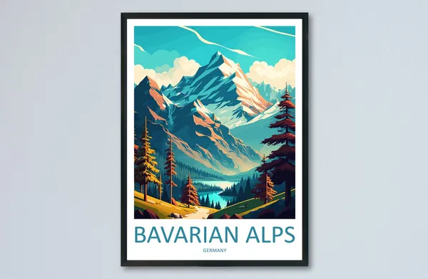 Bavarian Alps Travel Poster, Bavarian Home Decor