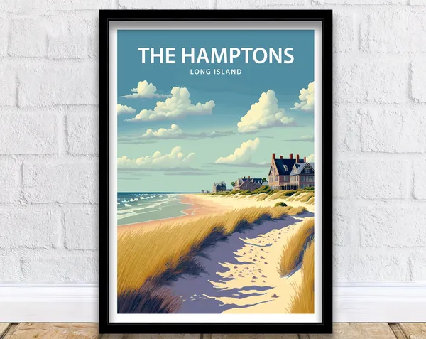 The Hamptons Beach Travel Poster, Long Island