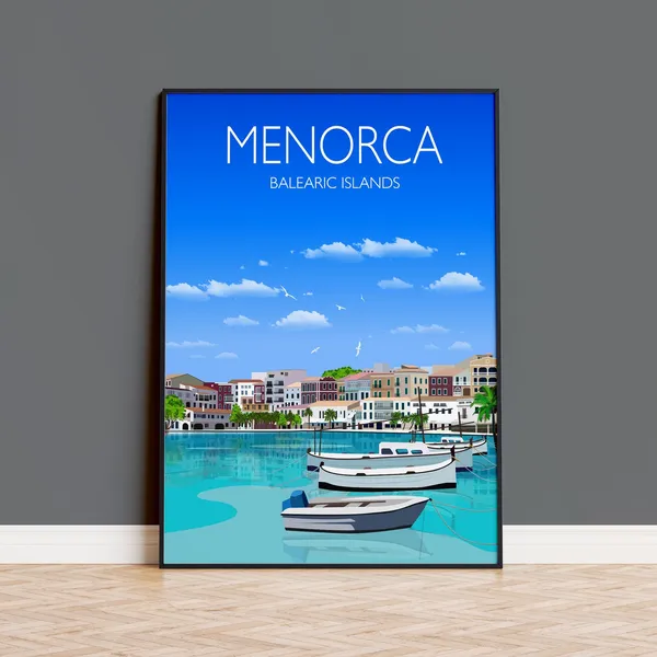 Menorca Travel Poster, Balearic Islands Art Print