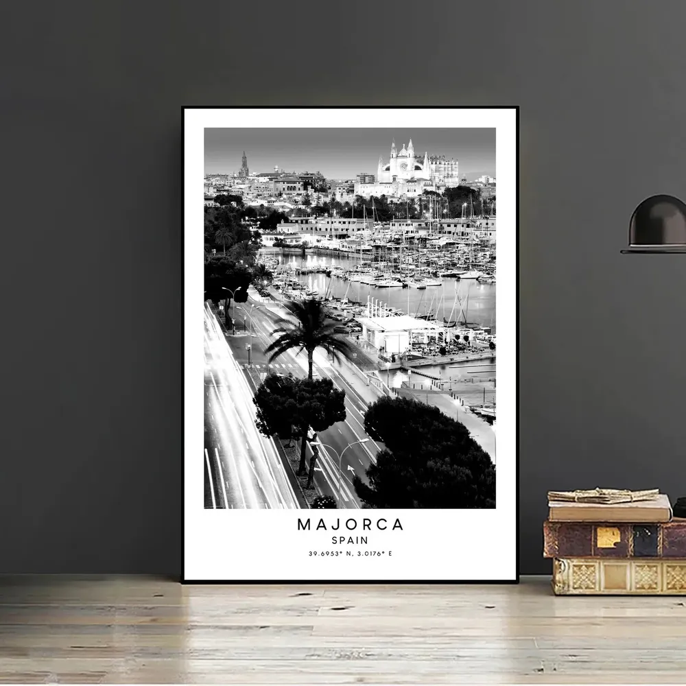 Majorca Travel Poster, Black and White Minimalist - Image 2