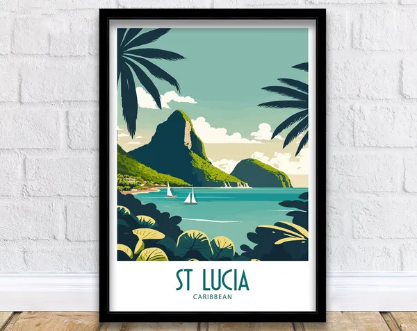 St Lucia Travel Poster, Saint Lucia Wall Art