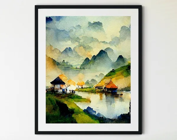 Vietnam Watercolor Travel Poster, Asia Wall Decor