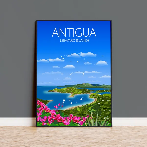 Antigua Travel Poster, Leeward Islands Travel Poster