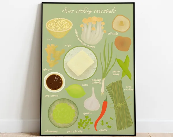 Asian Cooking Essentials Kitchen Art Print