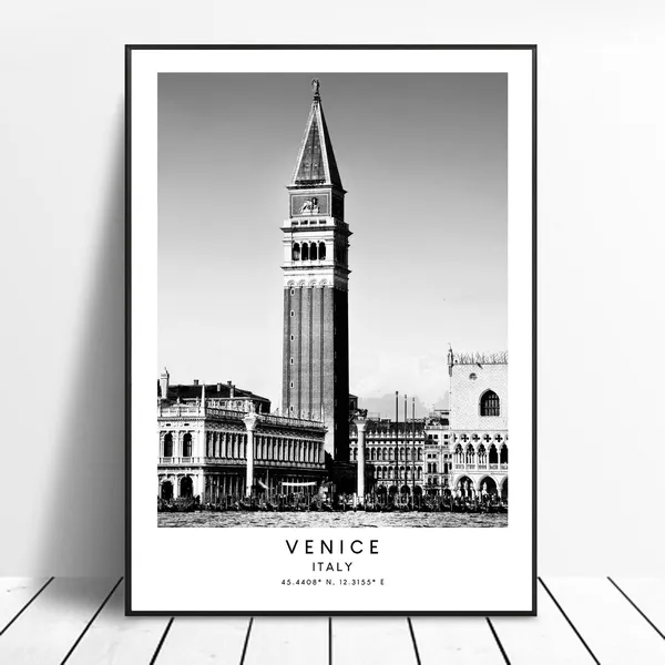 Venice Coordinates Minimalist Italy Travel Poster