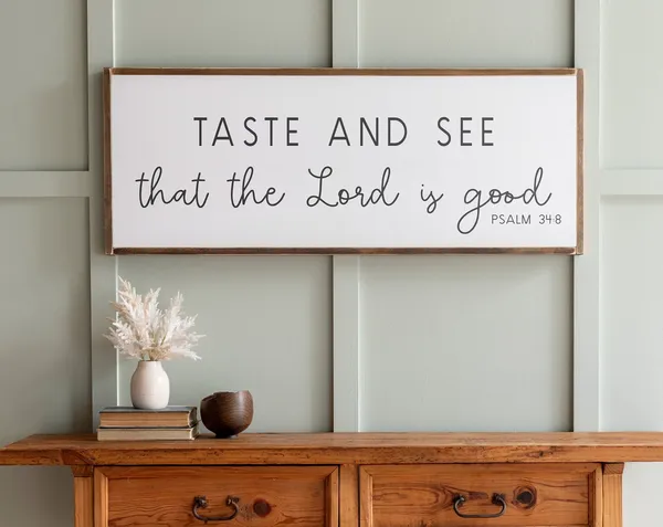 Psalm 34:8 Christian Kitchen Wall Art, Bible Verse Print
