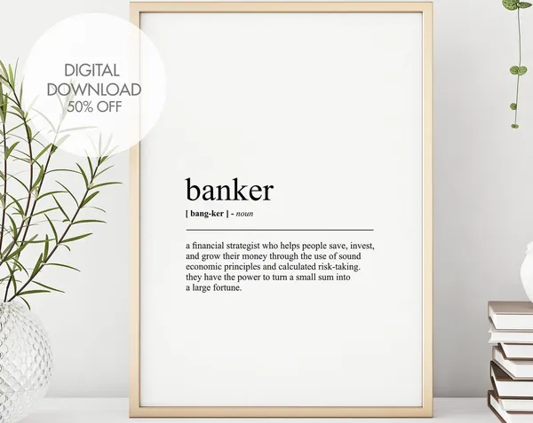 Banker Definition Minimalist Wall Art Print