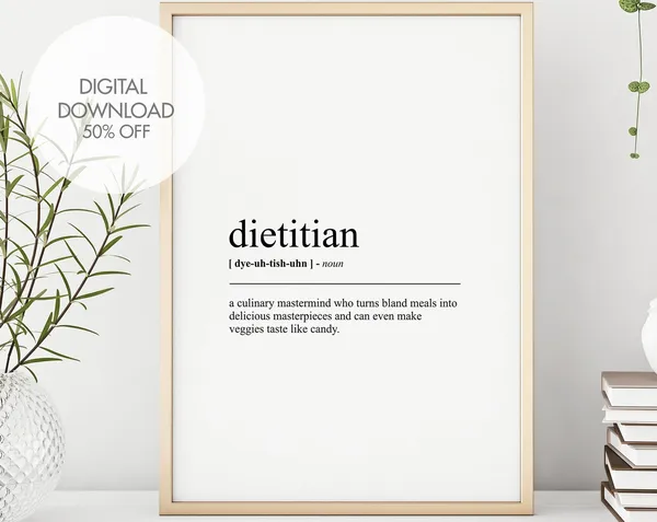 Dietitian Definition Fun Nutritionist Poster, Wall Art