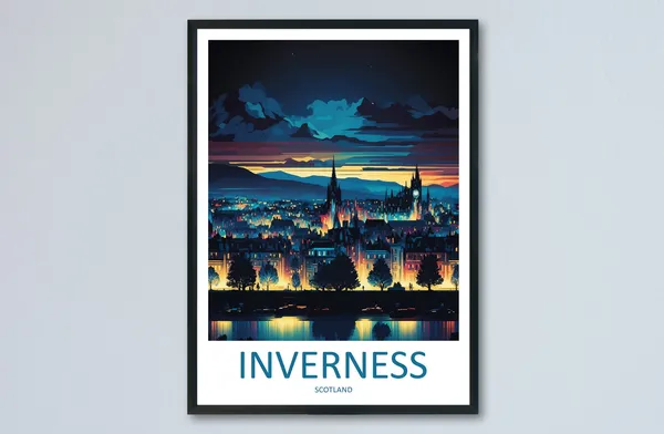 Inverness Cityscape Art Print, Scotland Decor