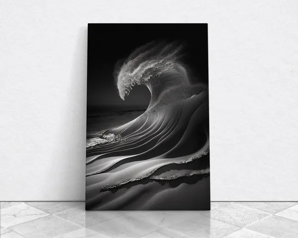 Surf California Wall Art Print, Black and White Beach
