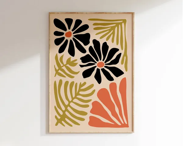 Abstract Boho Flowers, Matisse-Inspired Art Print