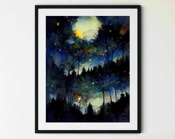 Starry Night-Inspired Moon and Star Chart Poster
