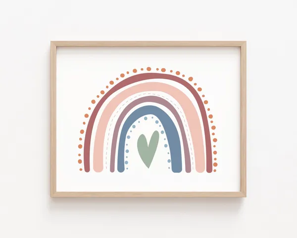 Rainbow Nursery Decor Art Print, Boho Kids Room