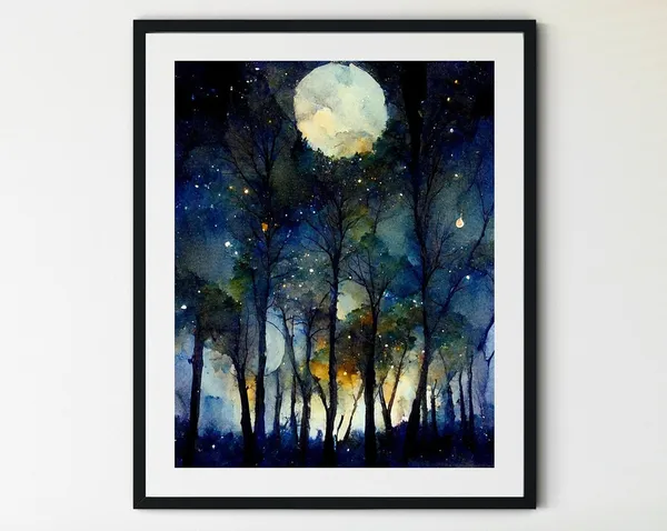 Night Sky Star Patterns Art Print, Full Moon