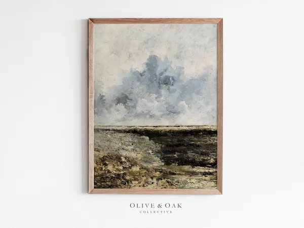 Moody Coastal Vintage Seascape Oil Painting Print